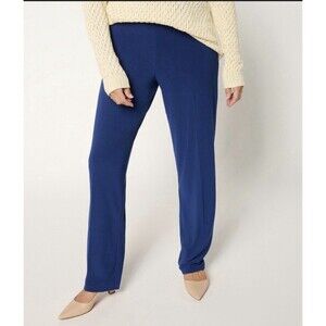 Susan Graver Every Day Reg Texture Liquid Knit Pants Sz Small Sapphire Jewel